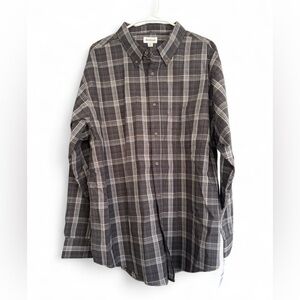NWT Haggar Men's XXL Caviar Black Plaid Long Sleeve Button-Down Shirt $55 MSRP